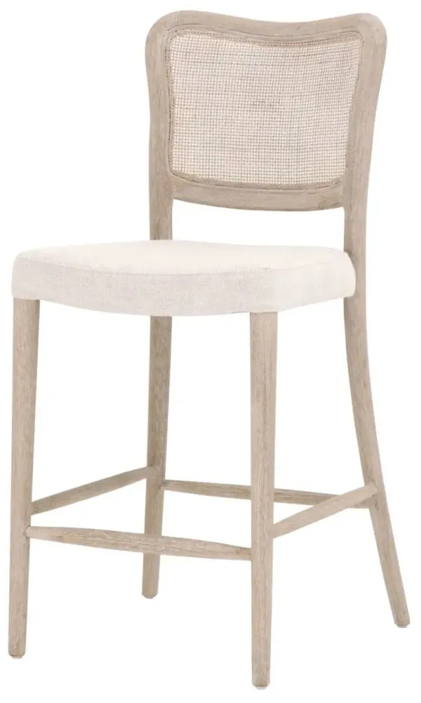 Sullivan Cane Counter Stool - Bisque Linen/Natural Gray