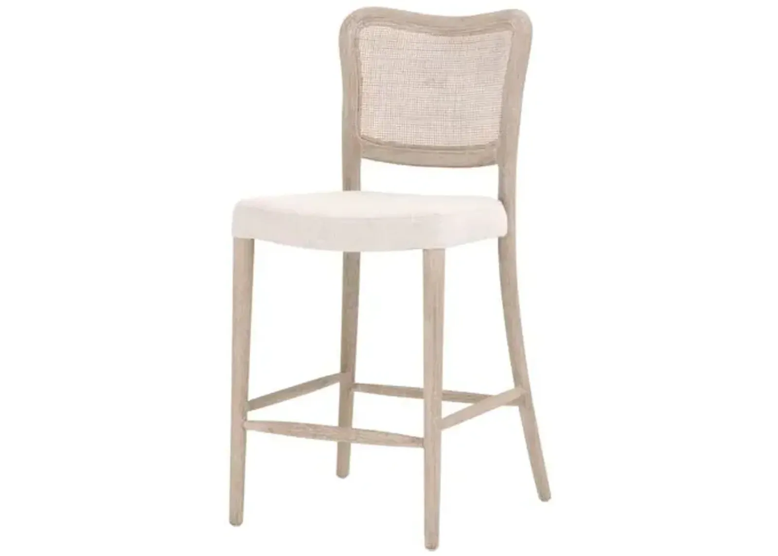 Sullivan Cane Counter Stool - Bisque Linen/Natural Gray