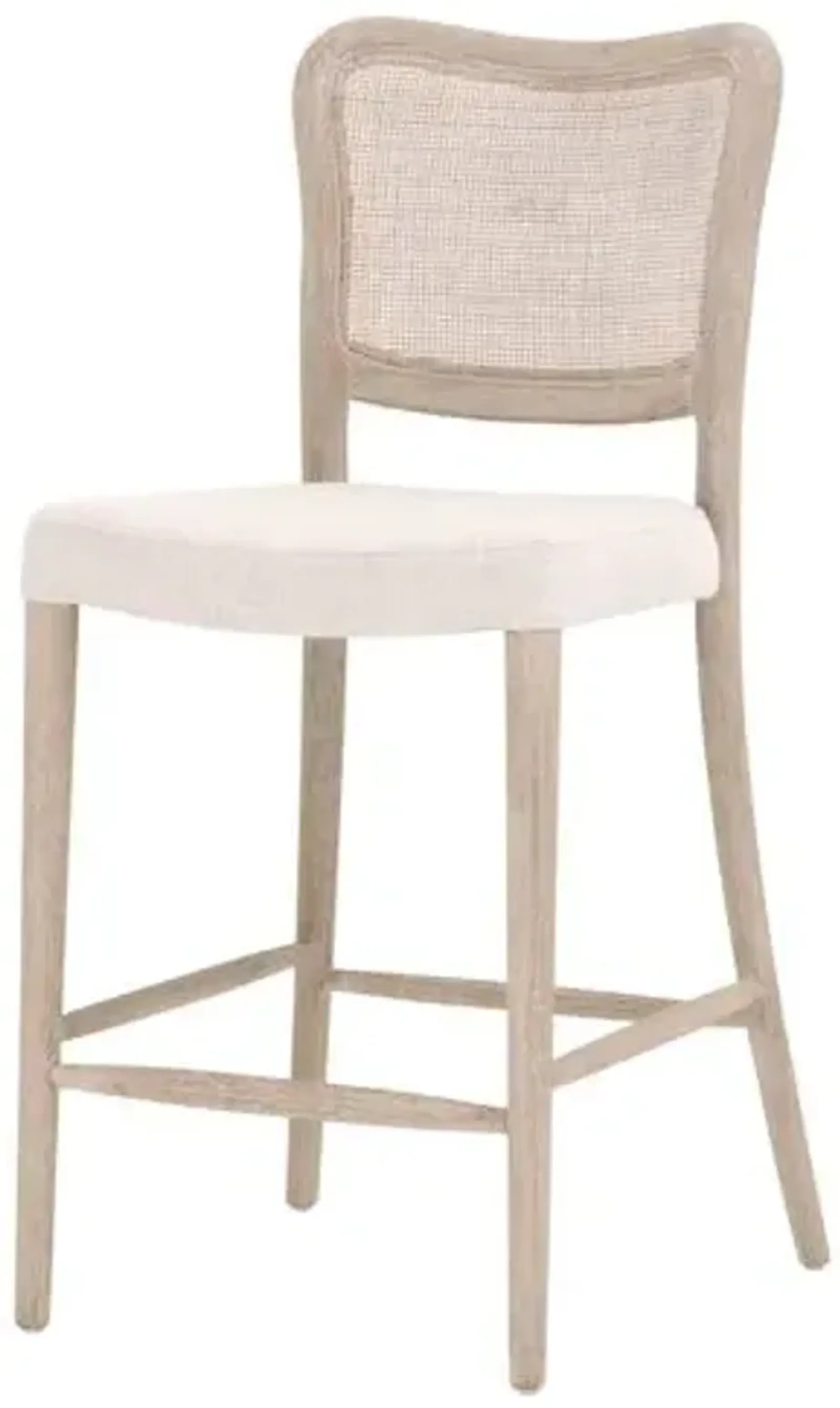 Sullivan Cane Counter Stool - Bisque Linen/Natural Gray