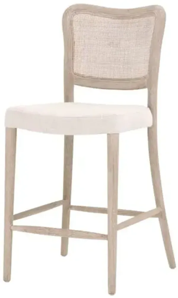 Sullivan Cane Counter Stool - Bisque Linen/Natural Gray