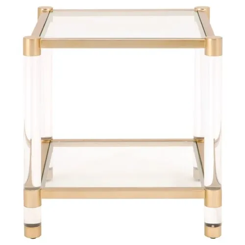 Nicolas Acrylic End Table - Brass/Clear - Gold