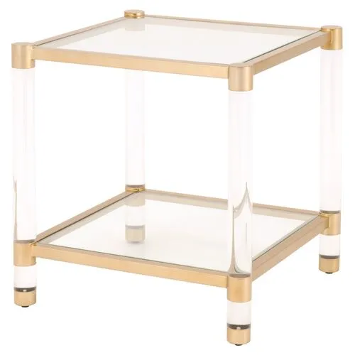 Nicolas Acrylic End Table - Brass/Clear - Gold