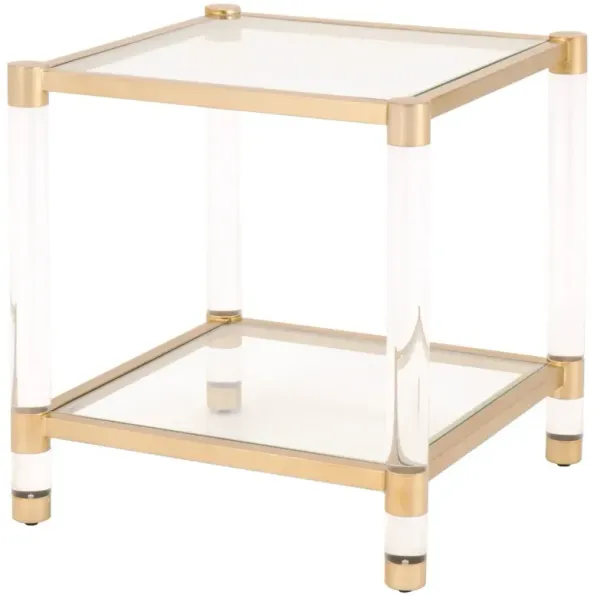 Nicolas Acrylic End Table, Brass/Clear