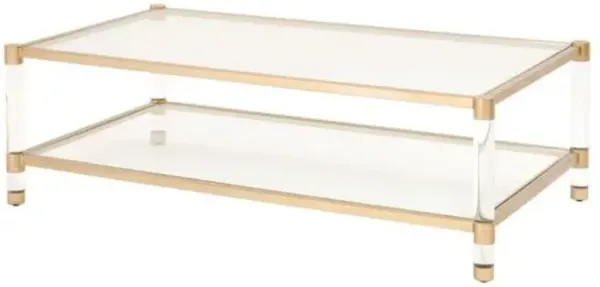 Nicolas Acrylic Coffee Table - Brass/Clear - Gold