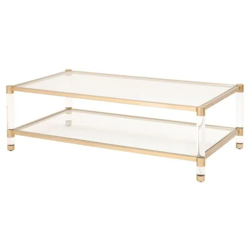 Nicolas Acrylic Coffee Table - Brass/Clear - Gold