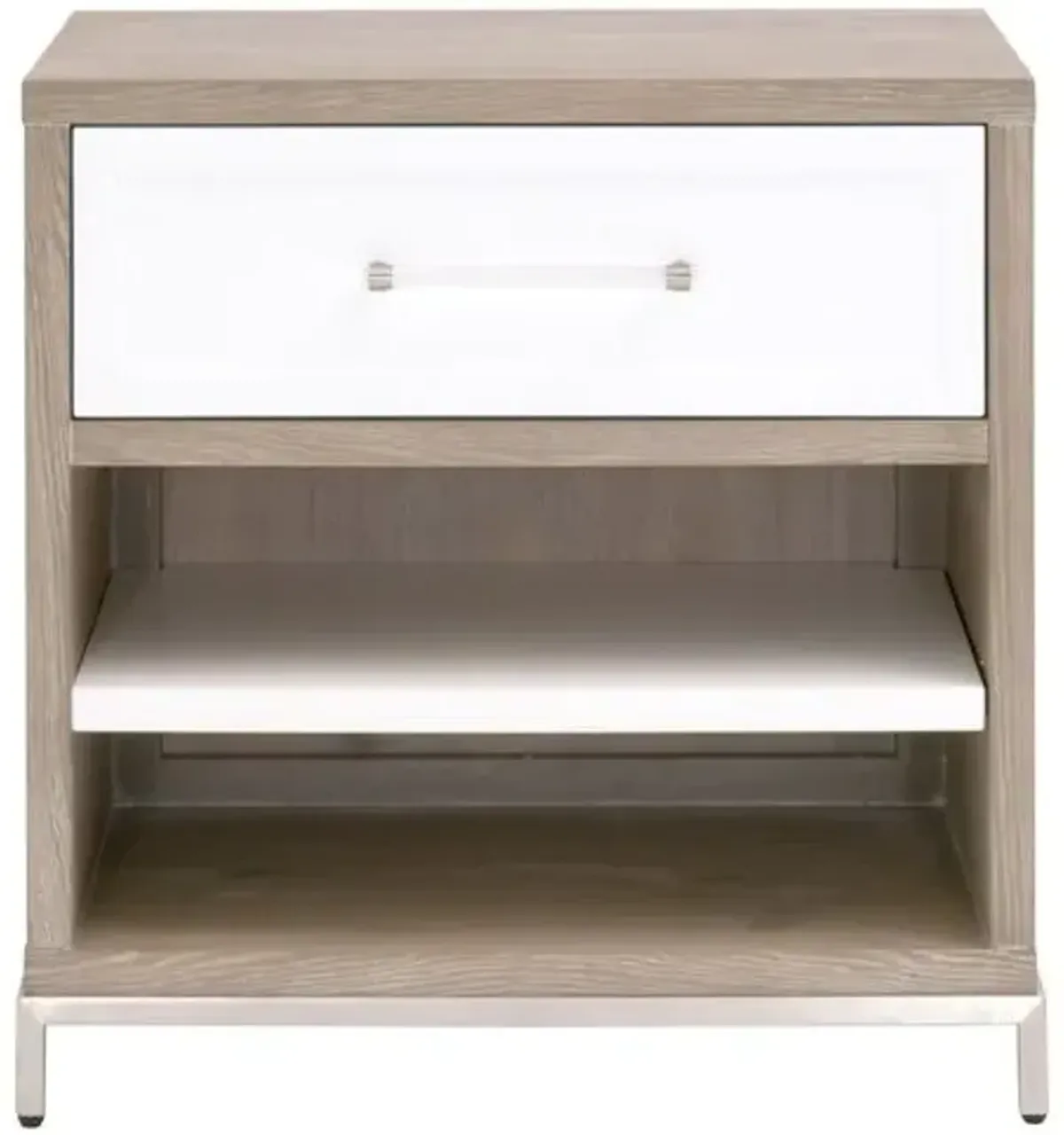 Riley 1-Drawer Nightstand - Natural Gray/White