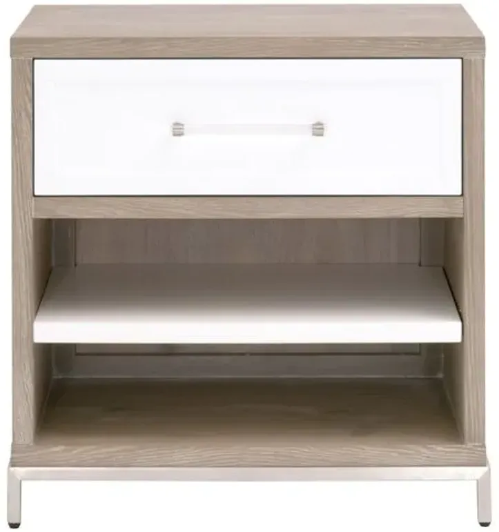 Riley 1-Drawer Nightstand - Natural Gray/White