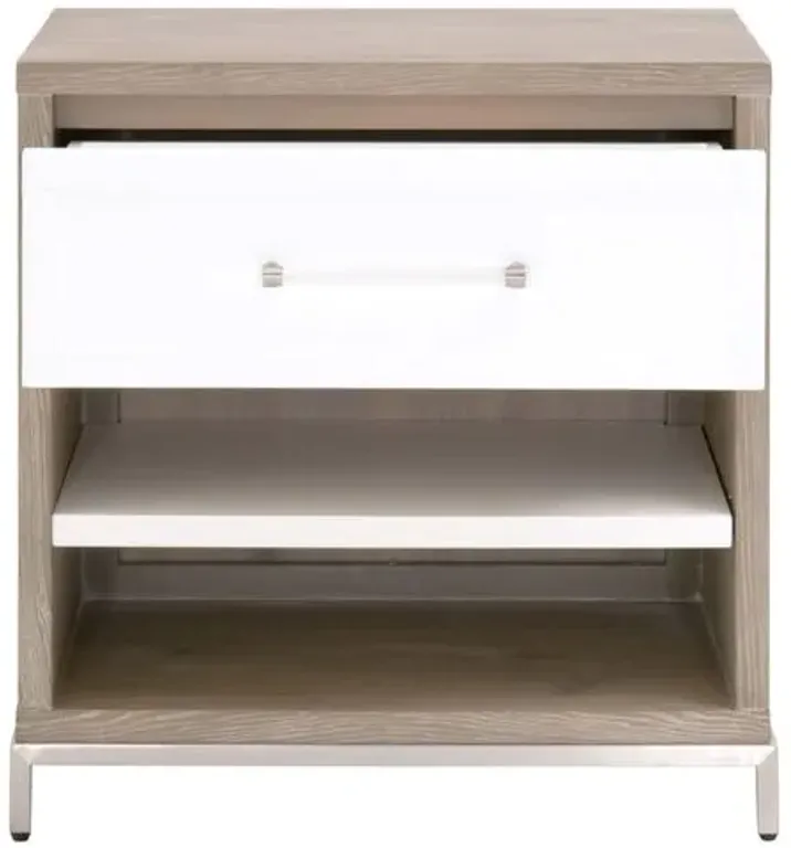 Riley 1-Drawer Nightstand - Natural Gray/White