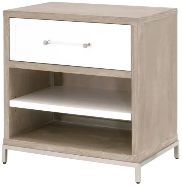 Riley 1-Drawer Nightstand, Natural Gray/White