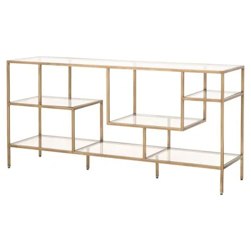 Gab Low Bookcase - Brass - Gold