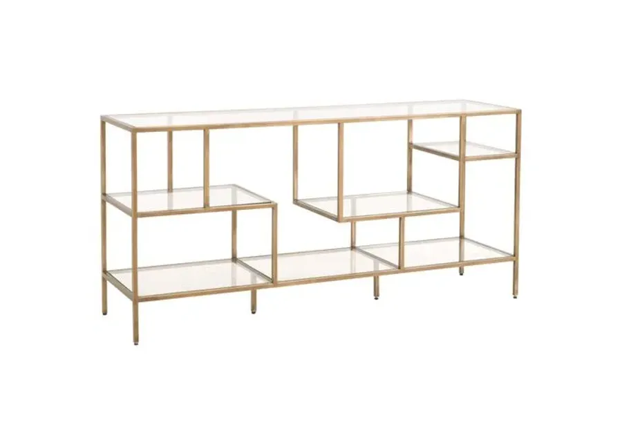 Gab Low Bookcase - Brass - Gold