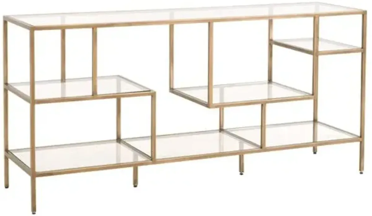 Gab Low Bookcase - Brass - Gold