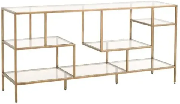 Gab Low Bookcase - Brass - Gold