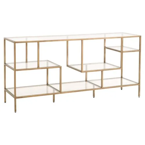 Gab Low Bookcase - Brass - Gold