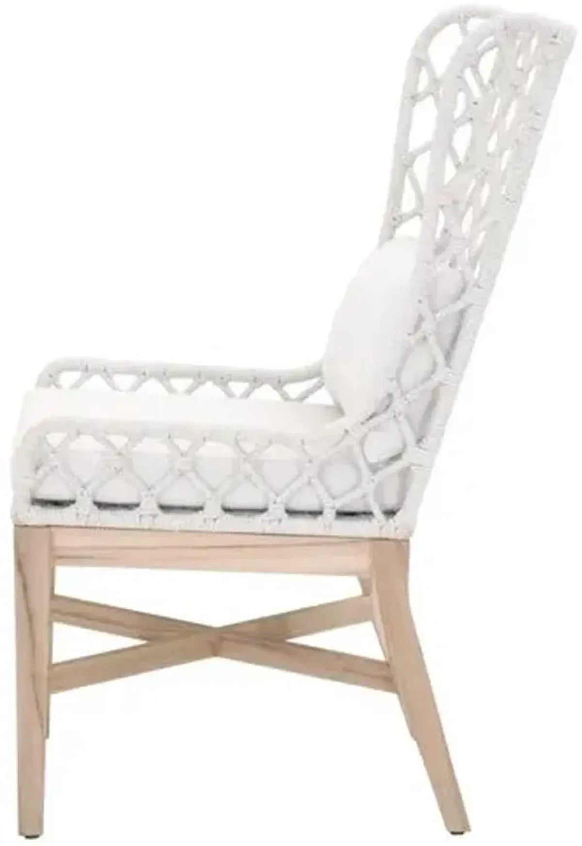 Ann Outdoor Rope Wingback Chair - Gray/White, Stain-Resistant - Comfortable, Stylish, Moisture-Resistant Hardwood