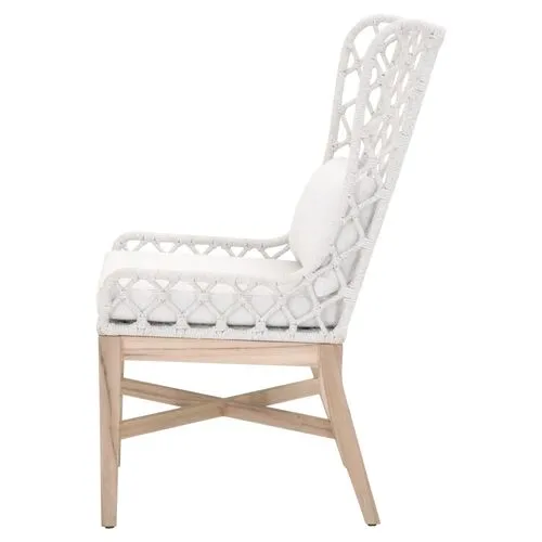 Ann Outdoor Rope Wingback Chair - Gray/White, Stain-Resistant - Comfortable, Stylish, Moisture-Resistant Hardwood