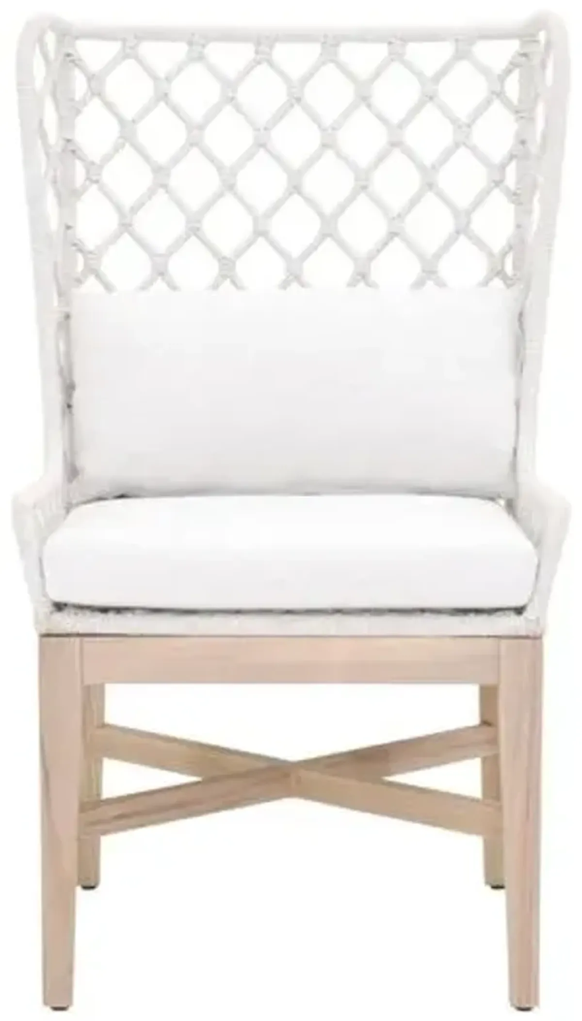 Ann Outdoor Rope Wingback Chair - Gray/White, Stain-Resistant - Comfortable, Stylish, Moisture-Resistant Hardwood