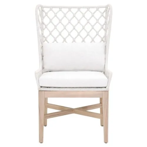 Ann Outdoor Rope Wingback Chair - Gray/White, Stain-Resistant - Comfortable, Stylish, Moisture-Resistant Hardwood