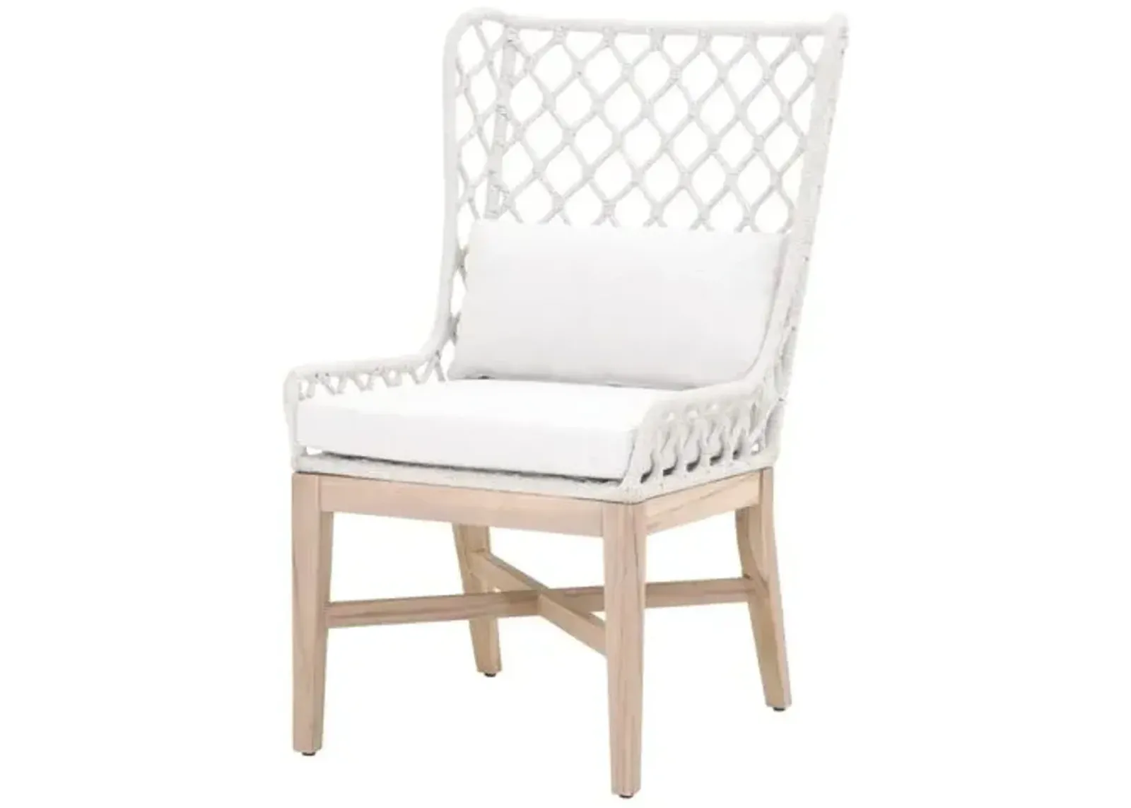 Ann Outdoor Rope Wingback Chair - Gray/White, Stain-Resistant - Comfortable, Stylish, Moisture-Resistant Hardwood