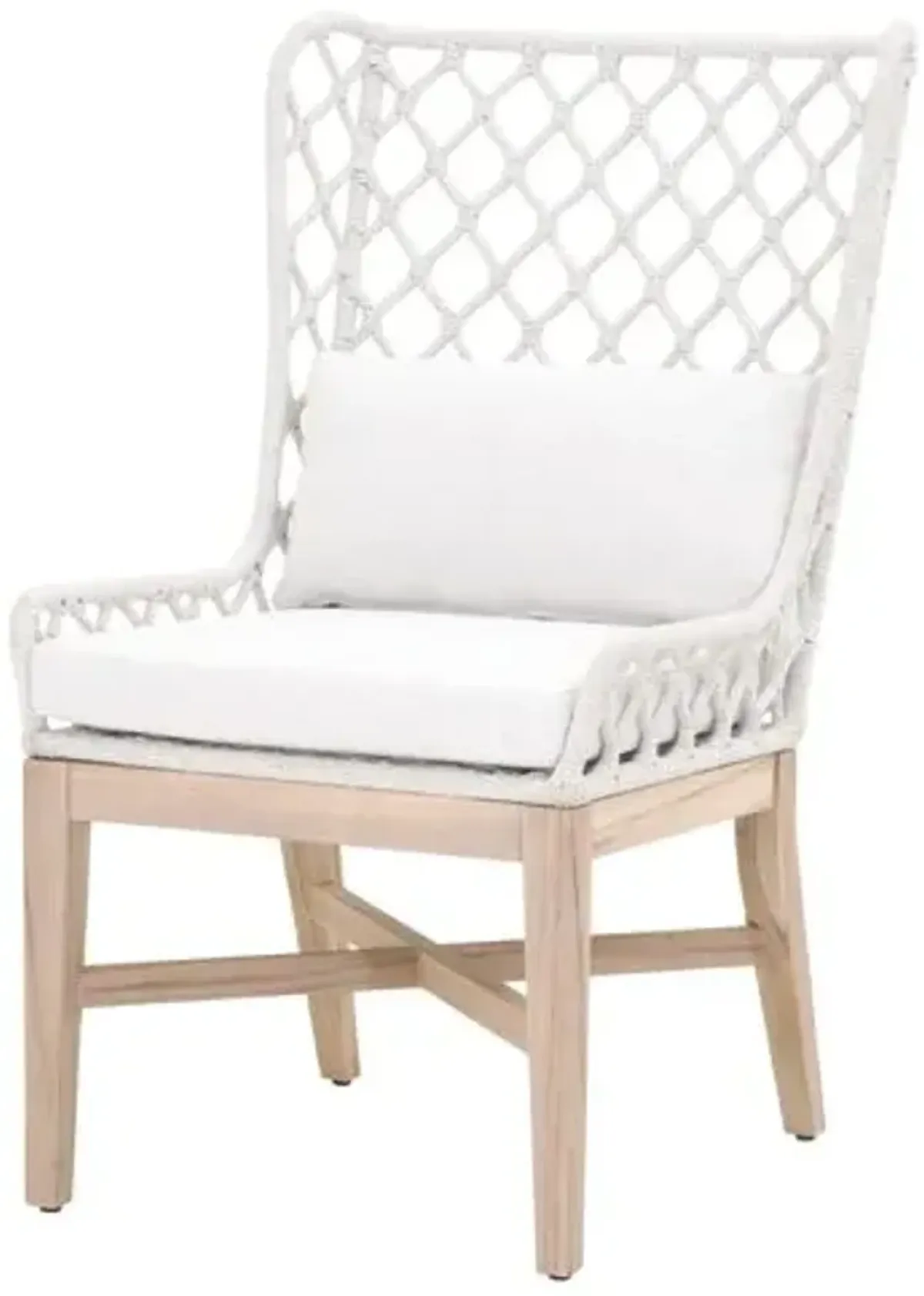 Ann Outdoor Rope Wingback Chair - Gray/White, Stain-Resistant - Comfortable, Stylish, Moisture-Resistant Hardwood