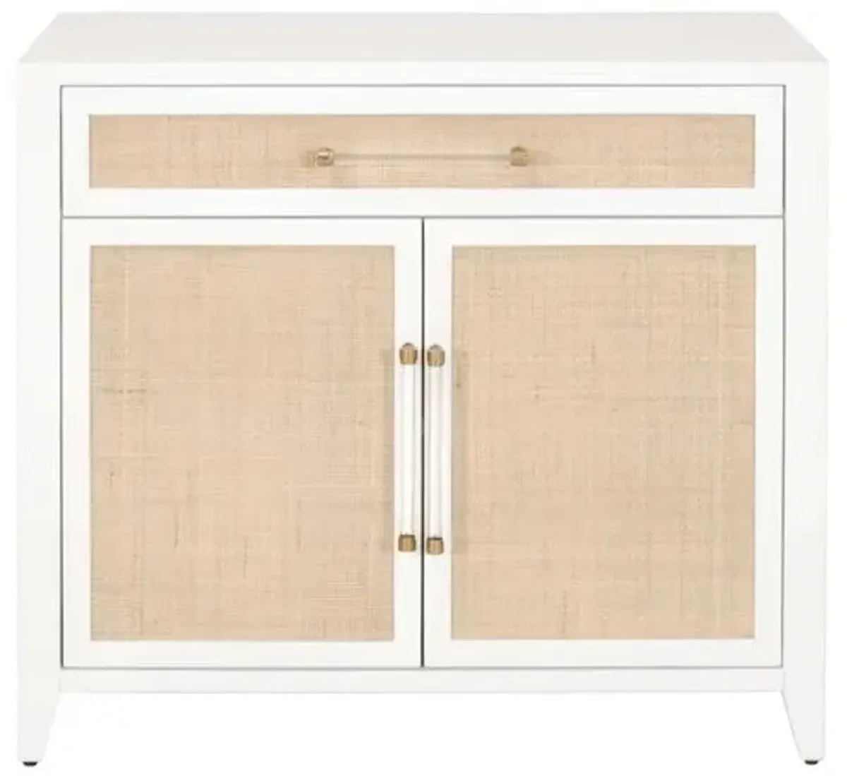 Dalton Rattan Media Chest - White/Brass