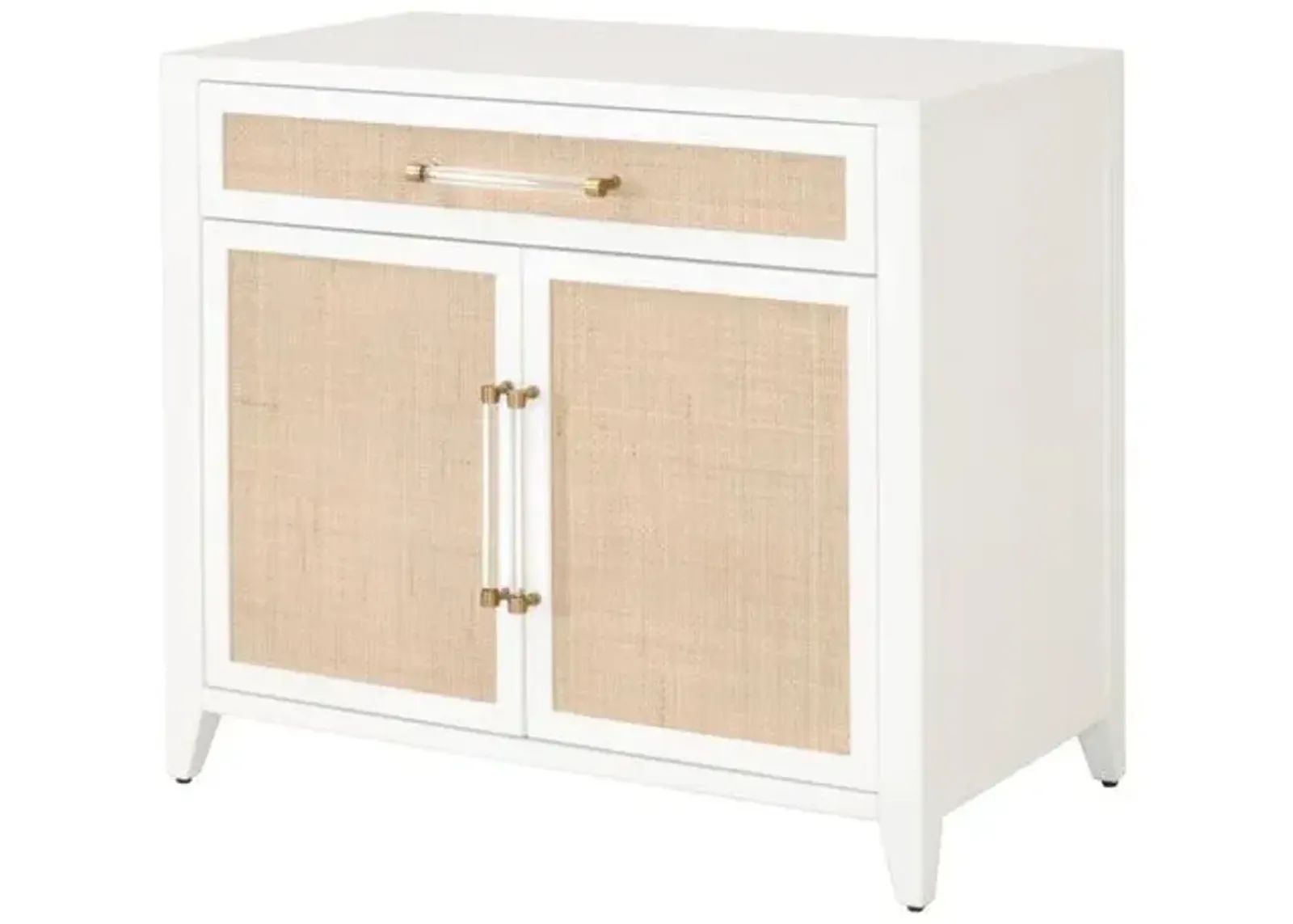 Ellen Rattan Chest - White/Brass