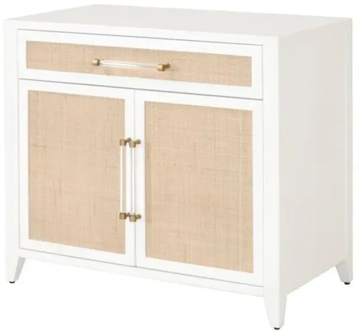 Ellen Rattan Chest - White/Brass