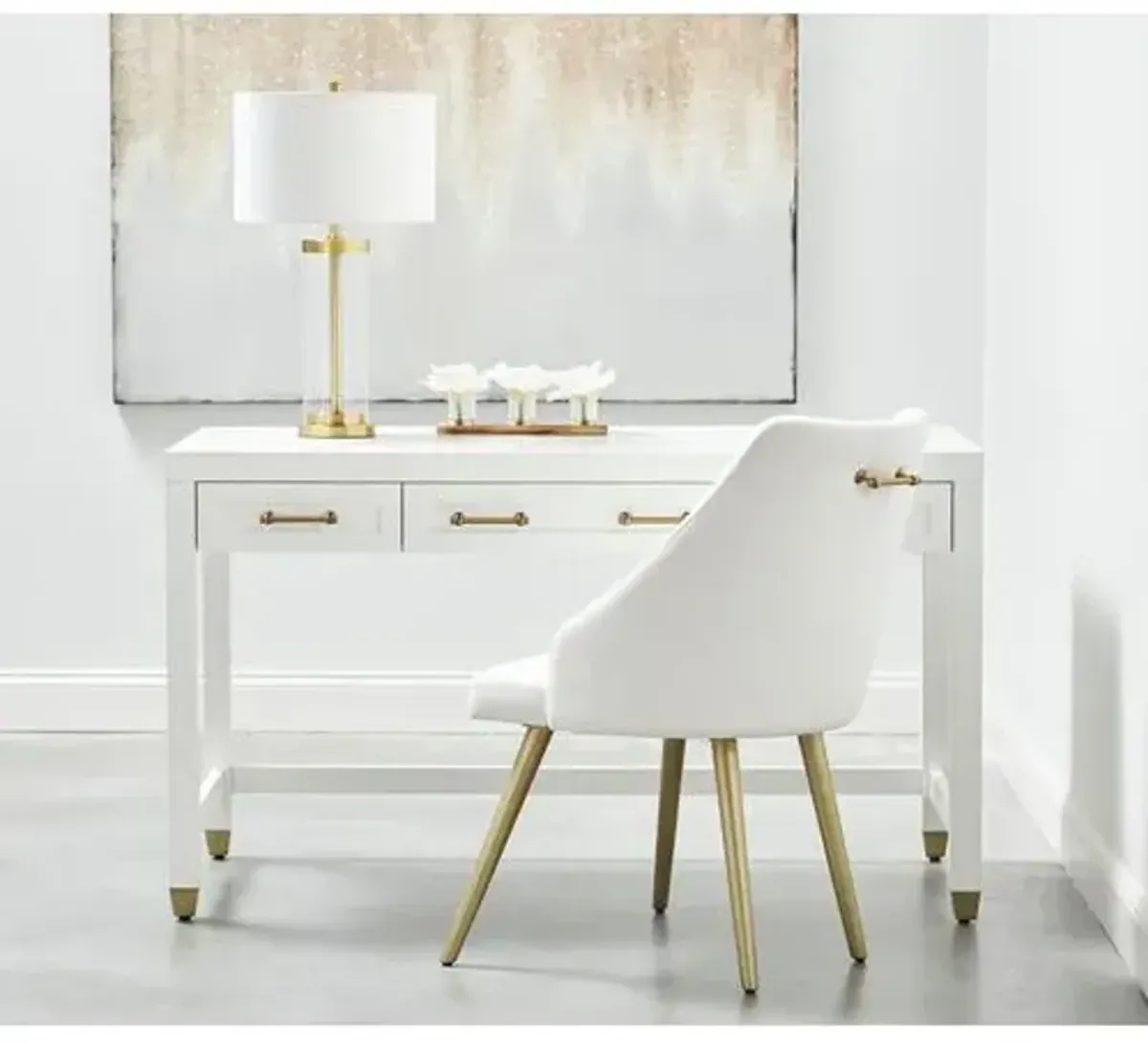 Charlotte Desk - White/Brass