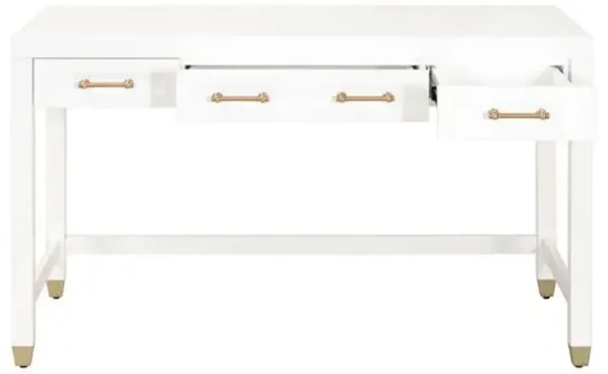 Charlotte Desk - White/Brass