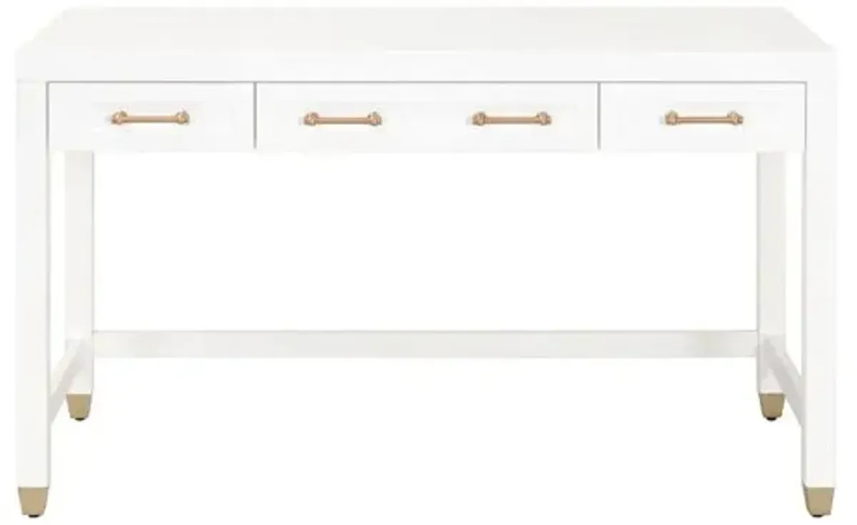 Charlotte Desk - White/Brass