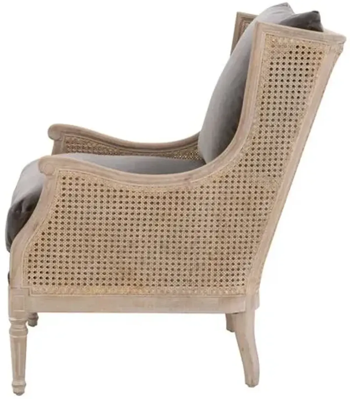 Winnie Rattan Club Chair - Dark Dove Velvet