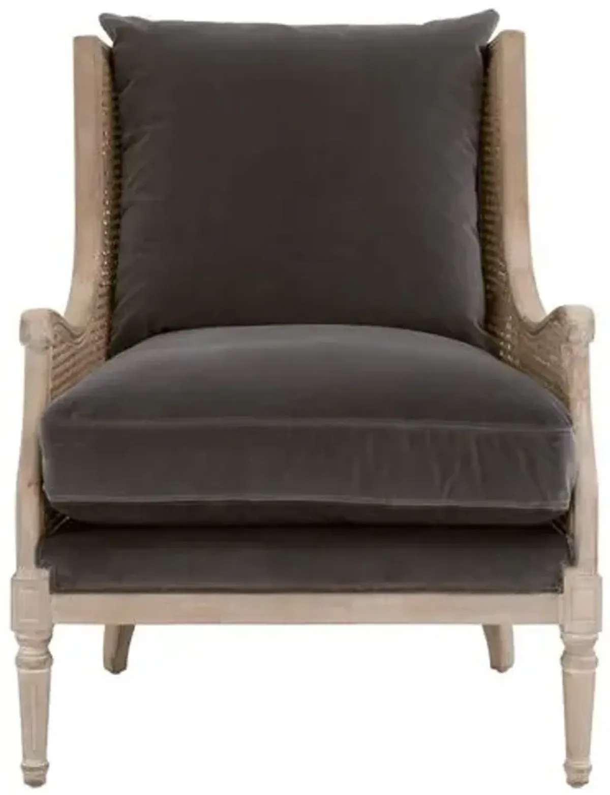 Winnie Rattan Club Chair - Dark Dove Velvet