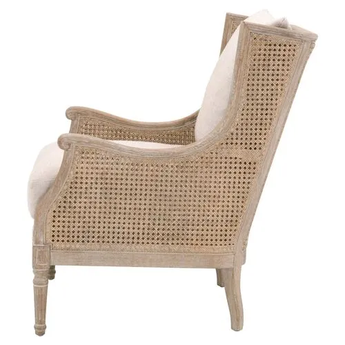 Winnie Rattan Club Chair - Bisque Linen