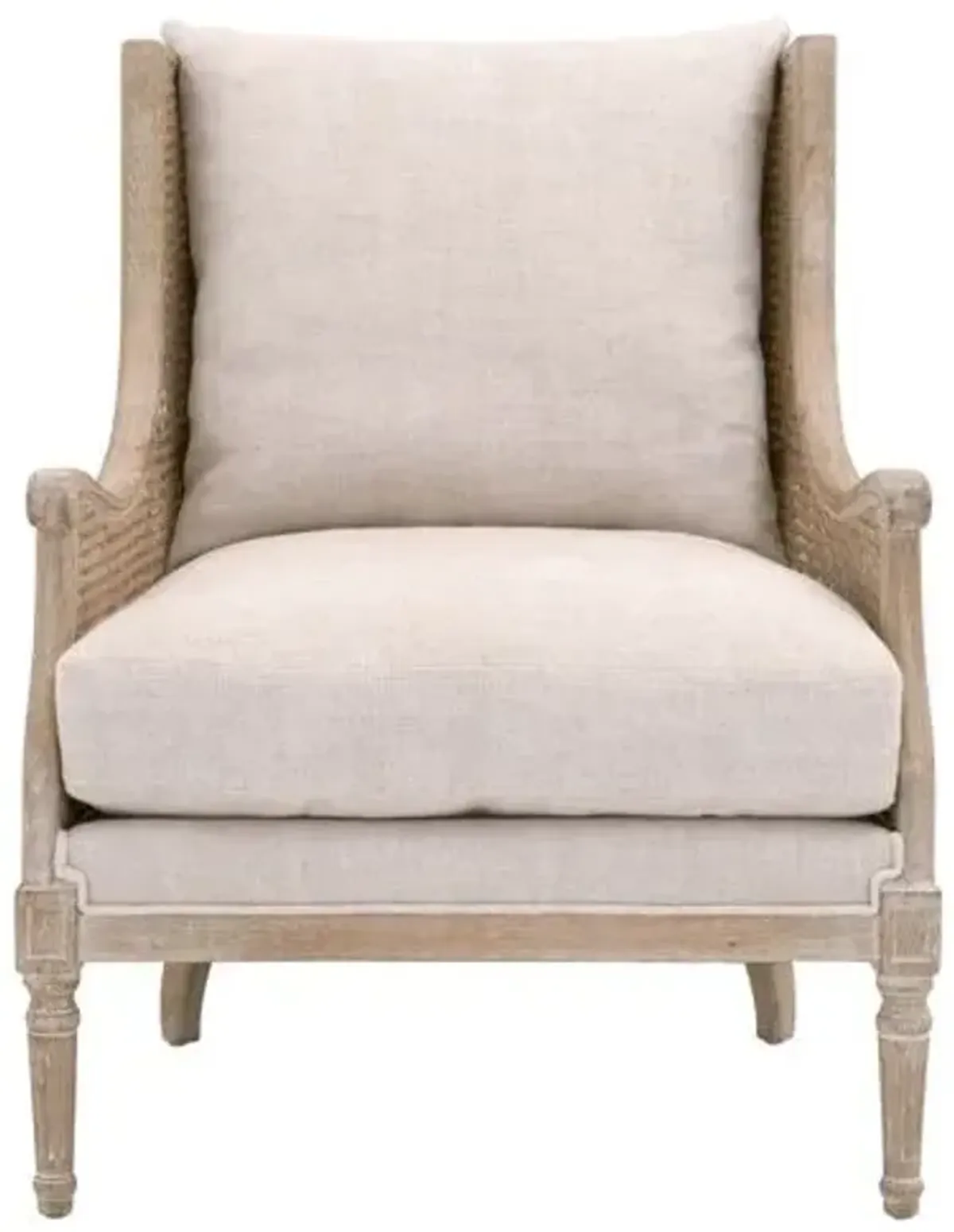 Winnie Cane Wingback Chair - Bisque Linen/Natural Gray - Beige - Comfortable, Stylish