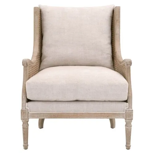 Winnie Rattan Club Chair - Bisque Linen