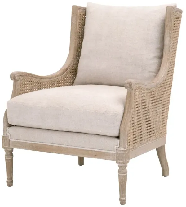 Winnie Cane Wingback Chair, Bisque Linen/Natural Gray