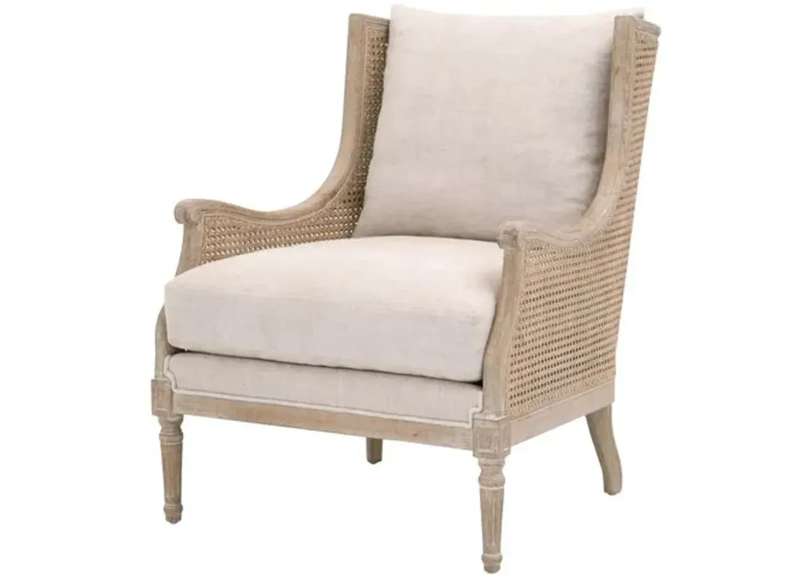 Winnie Cane Wingback Chair - Bisque Linen/Natural Gray - Beige - Comfortable, Stylish