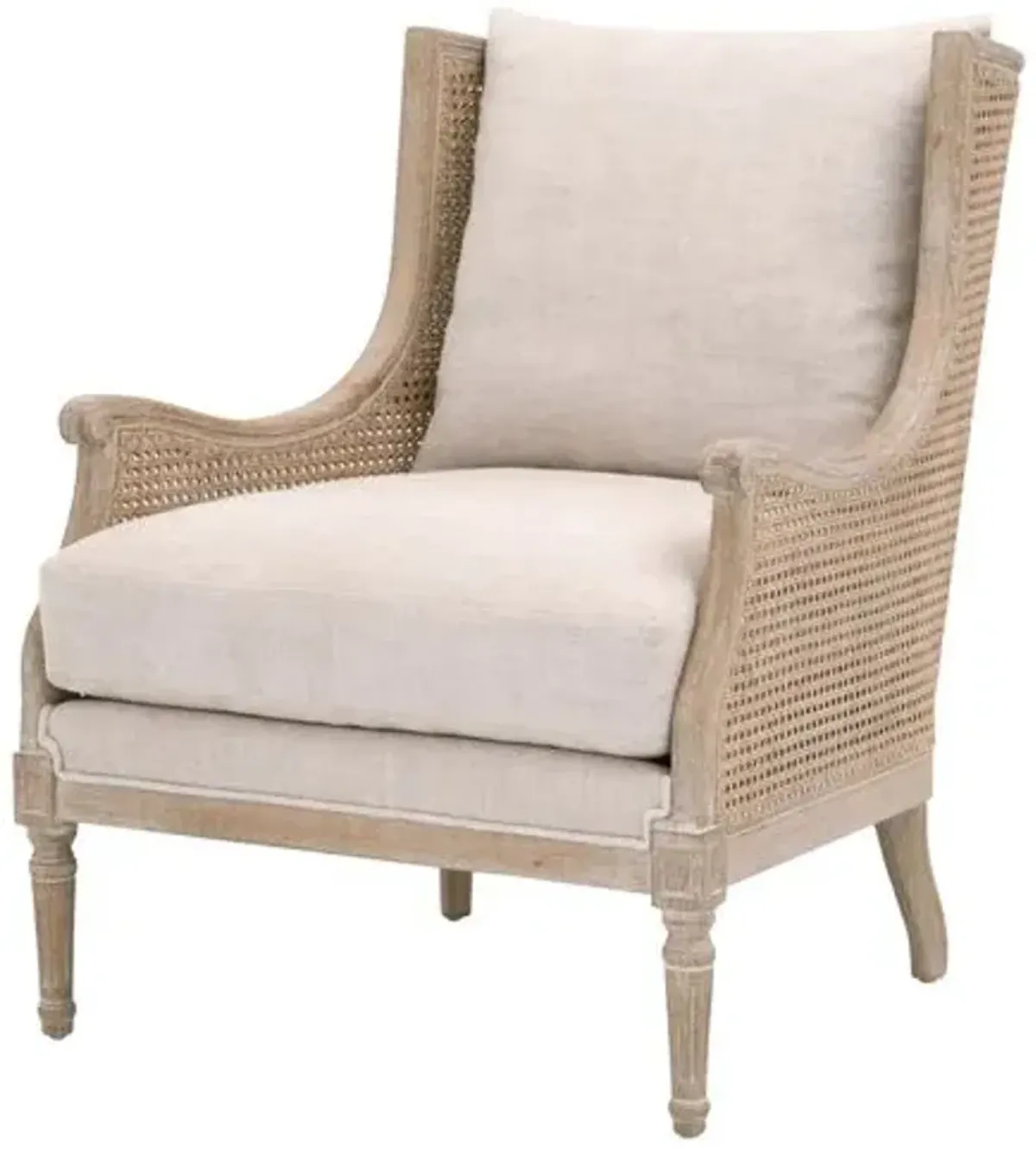 Winnie Cane Wingback Chair - Bisque Linen/Natural Gray - Beige - Comfortable, Stylish