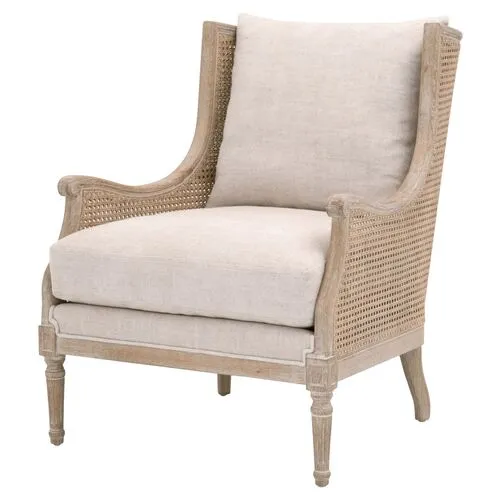 Winnie Rattan Club Chair - Bisque Linen