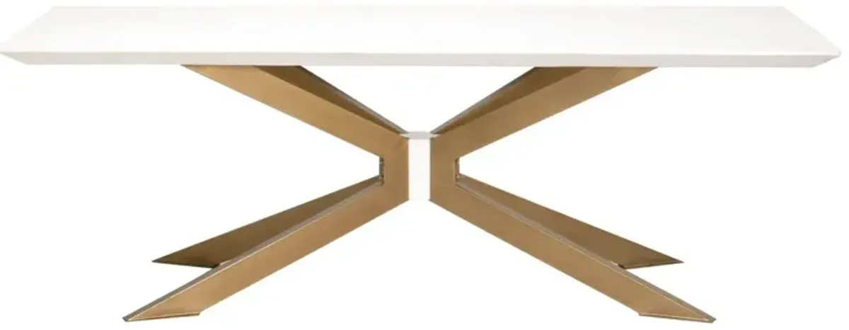 Kate Rectangle Dining Table, Ivory/Brass