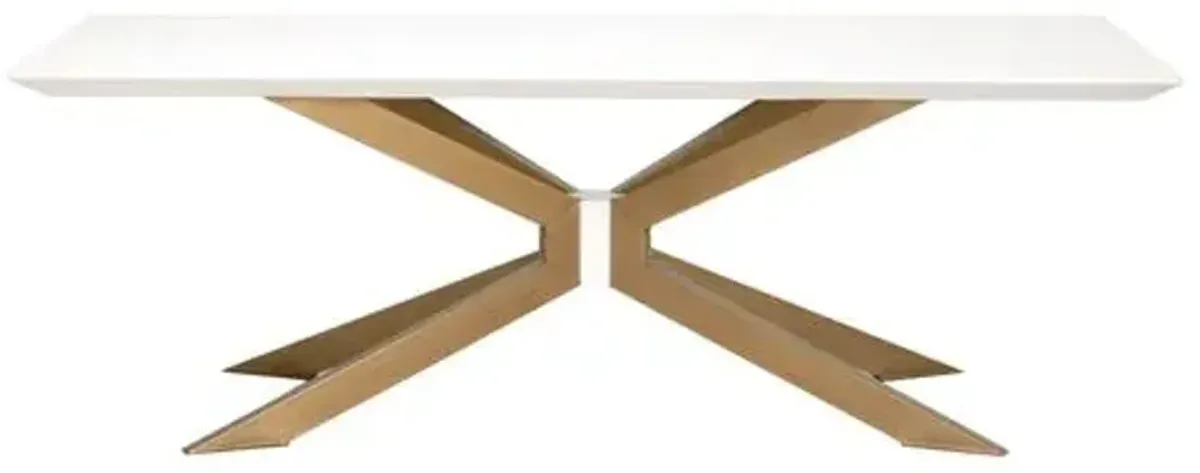 Kate Rectangle Dining Table - Ivory/Brass