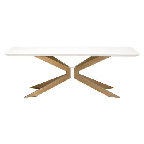 Kate Rectangle Dining Table - Ivory/Brass