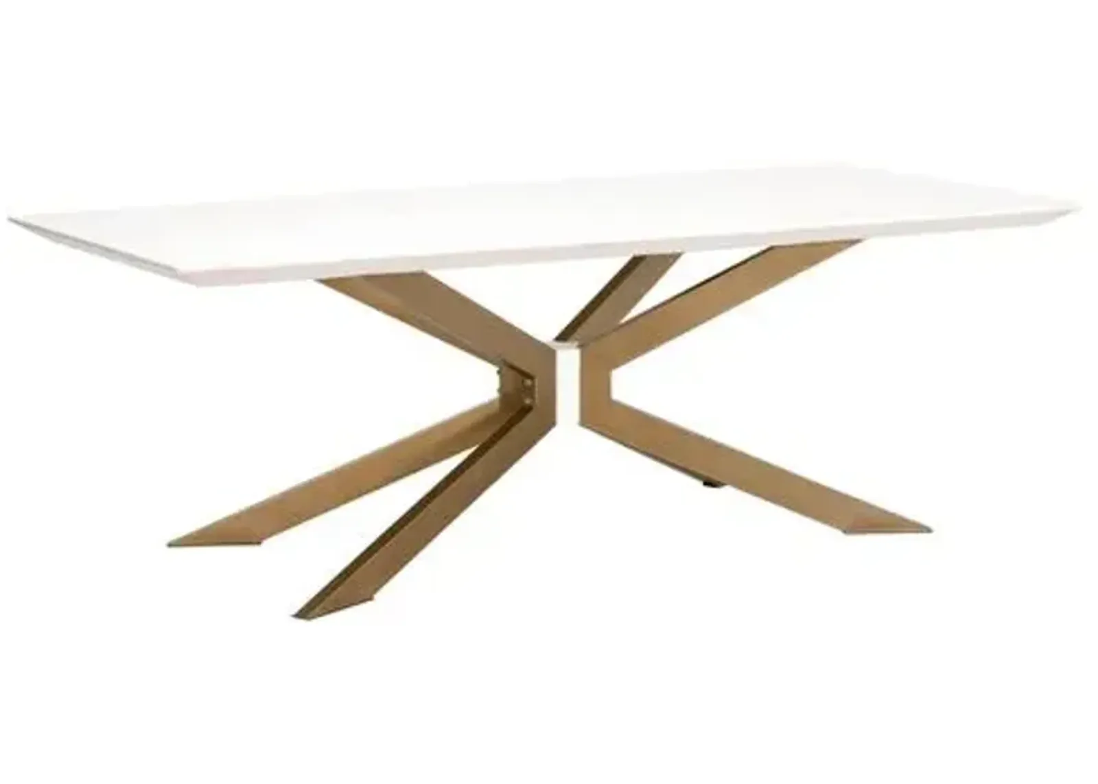 Kate Rectangle Dining Table - Ivory/Brass