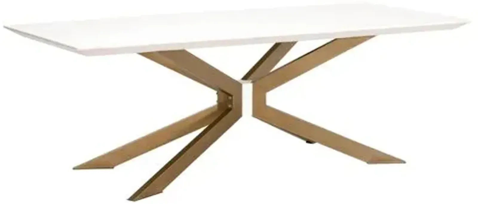 Kate Rectangle Dining Table - Ivory/Brass