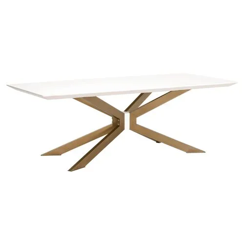 Kate Rectangle Dining Table - Ivory/Brass