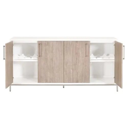 Nicolas Media Sideboard - White/Brass - Gray