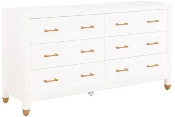 Lilou 6-Drawer Double Dresser - White/Brass