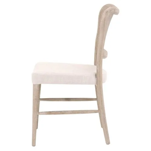 Set of 2 Sullivan Cane Dining Chairs - Bisque Linen - Beige