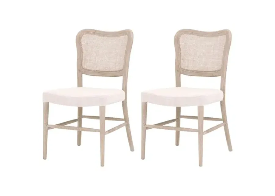 Set of 2 Sullivan Cane Dining Chairs - Bisque Linen - Beige