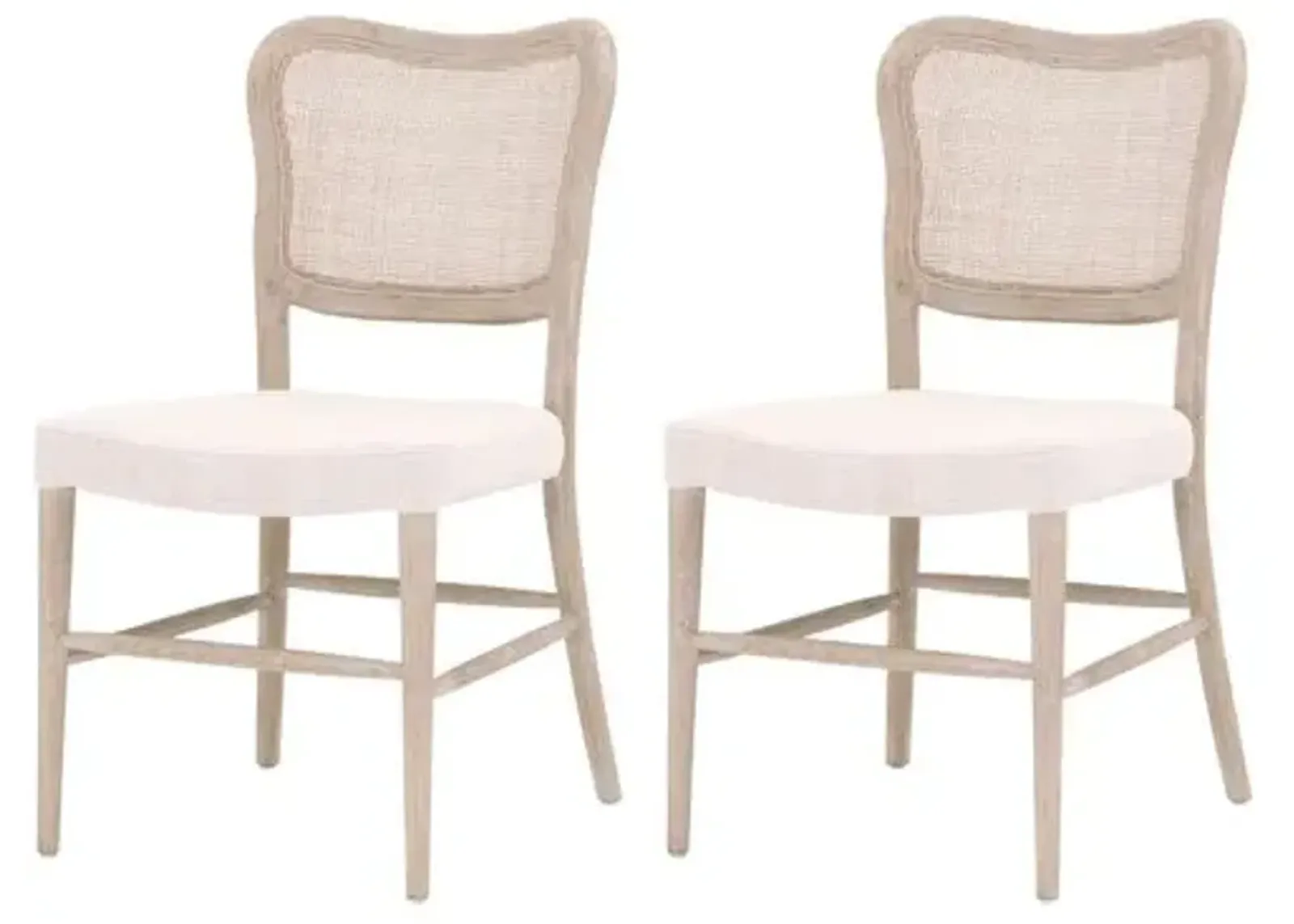 Set of 2 Sullivan Cane Dining Chairs - Bisque Linen - Beige